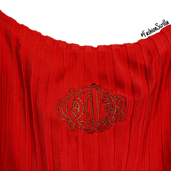 Christian Dior Vintage Insignia Red & Gold Logo Swimsuit - Picture 6 of 7